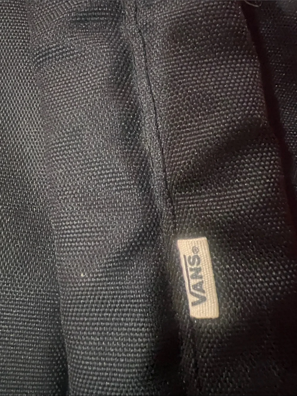 Vans Black Checkerboard Backpack with Red Rose Accents